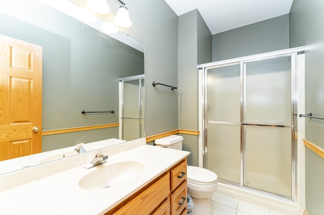 4354 48th St NE, Haverhill Twp, MN 55906 - full bath with a shower stall, vanity, and tile patterned flooring