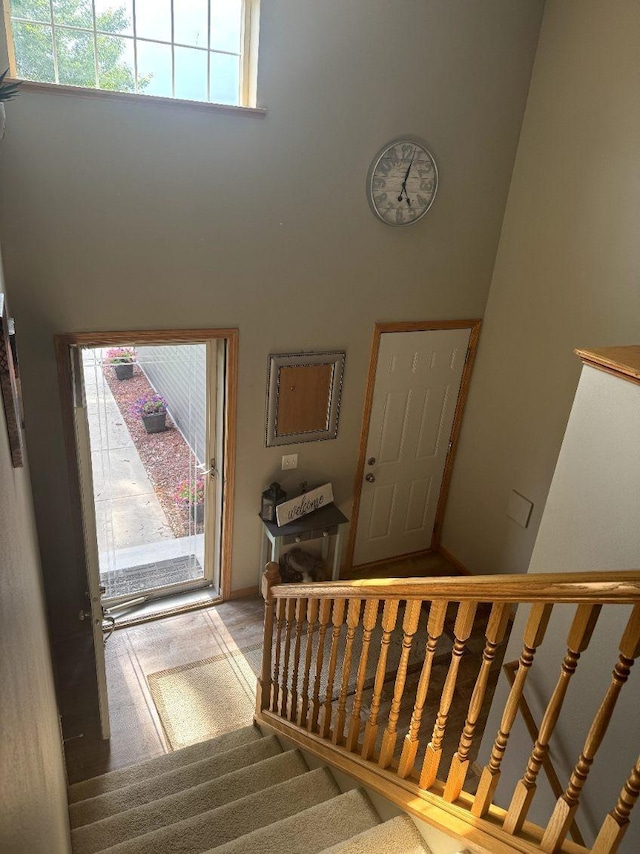 608 11th Ave SW, Rice, MN 56367 - staircase with healthy amount of natural light and a towering ceiling