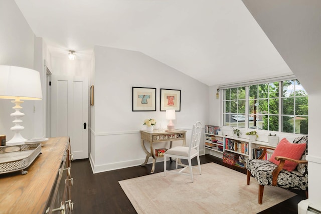 1064 Lombard Ave, Saint Paul, MN 55105 - sitting room featuring dark wood finished floors and vaulted ceiling