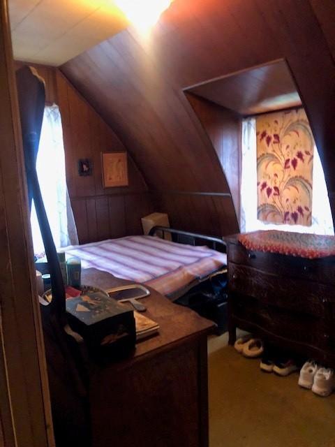 604 Elliott Ave N, Glencoe, MN 55336 - carpeted bedroom with vaulted ceiling