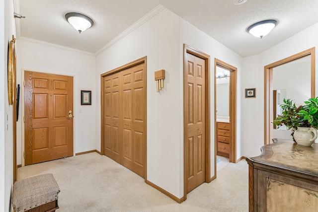 6600 Lyndale Ave S Unit 503, Richfield, MN 55423 - foyer featuring a textured ceiling, light carpet, and ornamental molding