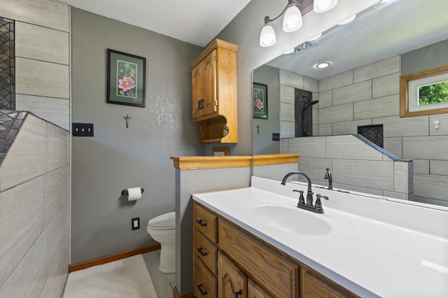 30190 Terryll St, Lindstrom, MN 55045 - full bathroom featuring vanity, a walk in shower, and a wood stove
