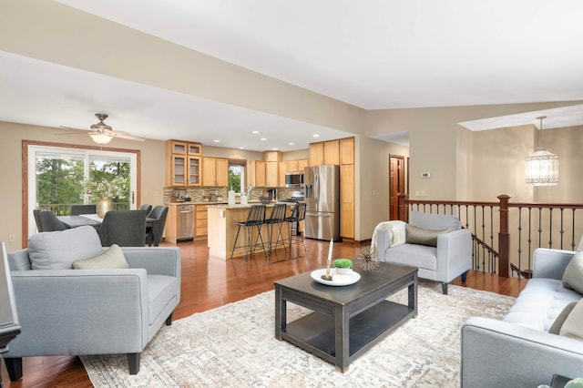 14744 Evergreen St NW, Andover, MN 55304 - living room featuring wood finished floors and a ceiling fan