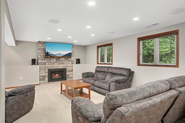 14744 Evergreen St NW, Andover, MN 55304 - living area with recessed lighting, healthy amount of natural light, and a fireplace