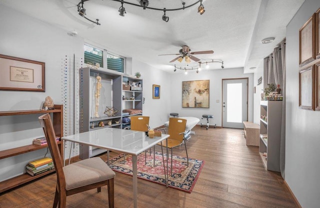 4111 Auburn Dr, Minnetonka, MN 55305 - dining room featuring ceiling fan, track lighting, and wood finished floors