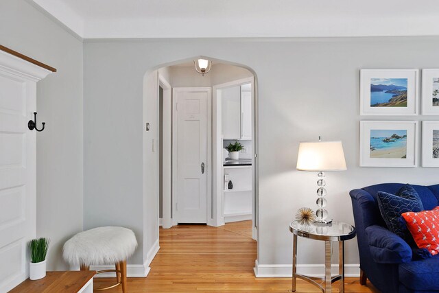 5521 Emerson Ave S, Minneapolis, MN 55419 - living area featuring arched walkways and light wood-type flooring