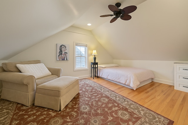 5521 Emerson Ave S, Minneapolis, MN 55419 - bedroom featuring wood finished floors, vaulted ceiling, and a ceiling fan
