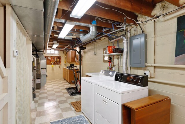 5521 Emerson Ave S, Minneapolis, MN 55419 - laundry area featuring electric panel, light flooring, and separate washer and dryer