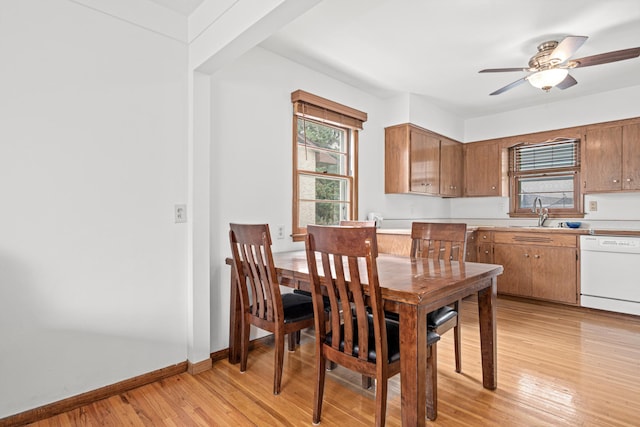 3836 Buchanan St NE, Columbia Heights, MN 55421 - dining area featuring light wood-type flooring and a ceiling fan