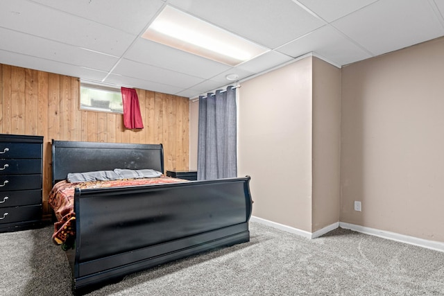 3836 Buchanan St NE, Columbia Heights, MN 55421 - bedroom with a drop ceiling, carpet, and wooden walls