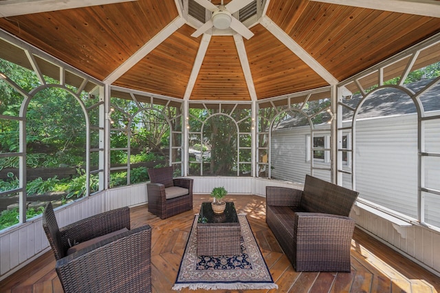 129 50th St, Minneapolis, MN 55419 - sunroom / solarium with an outdoor living space, a ceiling fan, and healthy amount of natural light