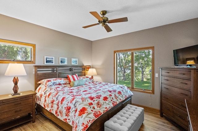 7023 State Highway 114 SW, Lake Mary Twp, MN 56308 - bedroom with wood finished floors and ceiling fan