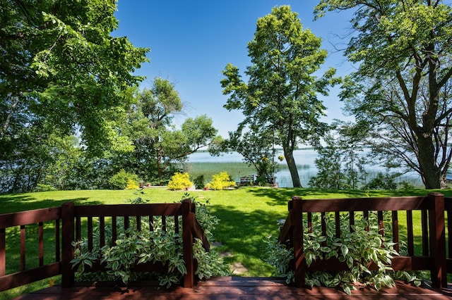 7023 State Highway 114 SW, Lake Mary Twp, MN 56308 - deck featuring a yard