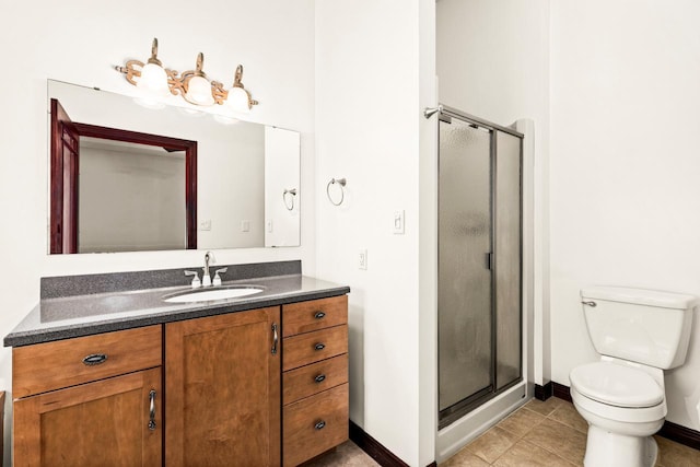 5110 Foxborrow Dr, Hermantown, MN 55811 - full bathroom with vanity, a stall shower, and tile patterned flooring