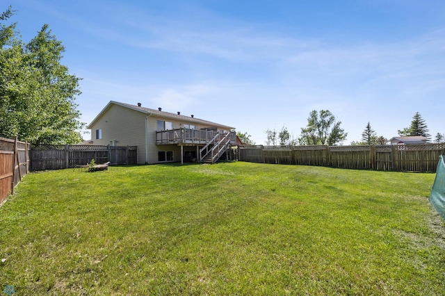 1030 Oak Pl, West Fargo, ND 58078 - fenced backyard with stairway and a deck