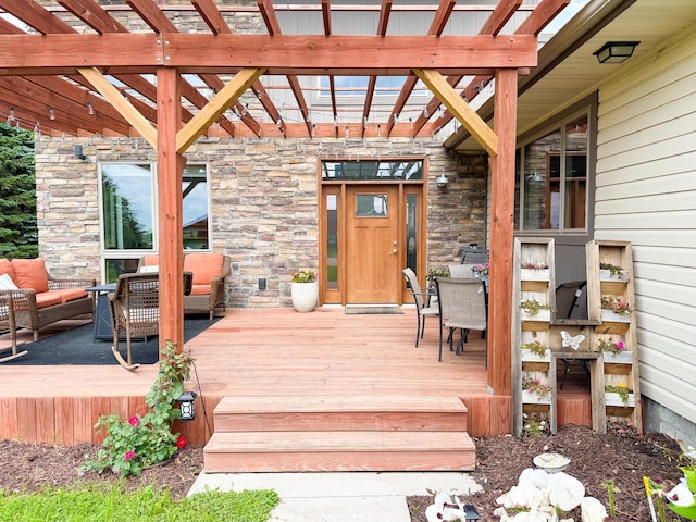 23336 County Highway 120, Fergus Falls, MN 56537 - wooden deck featuring an outdoor hangout area and outdoor dining area
