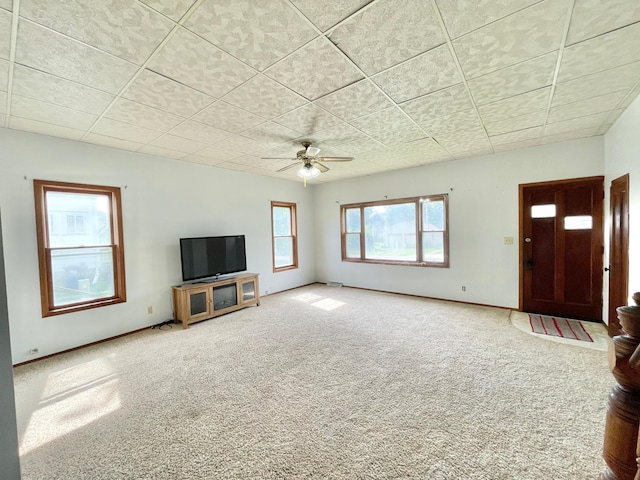 212 Sanborn St, Springfield, MN 56087 - unfurnished living room featuring a ceiling fan and carpet flooring
