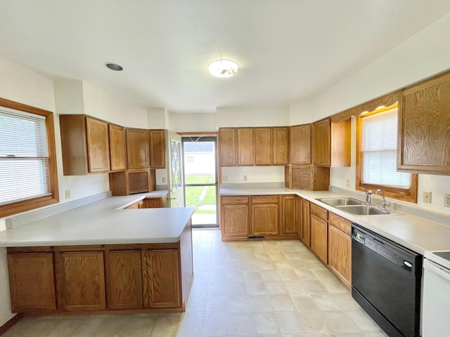 212 Sanborn St, Springfield, MN 56087 - kitchen featuring black dishwasher, brown cabinets, and light countertops