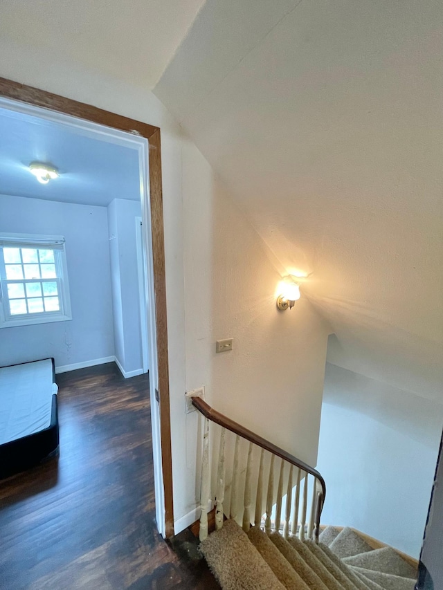 212 Sanborn St, Springfield, MN 56087 - staircase with lofted ceiling and wood finished floors