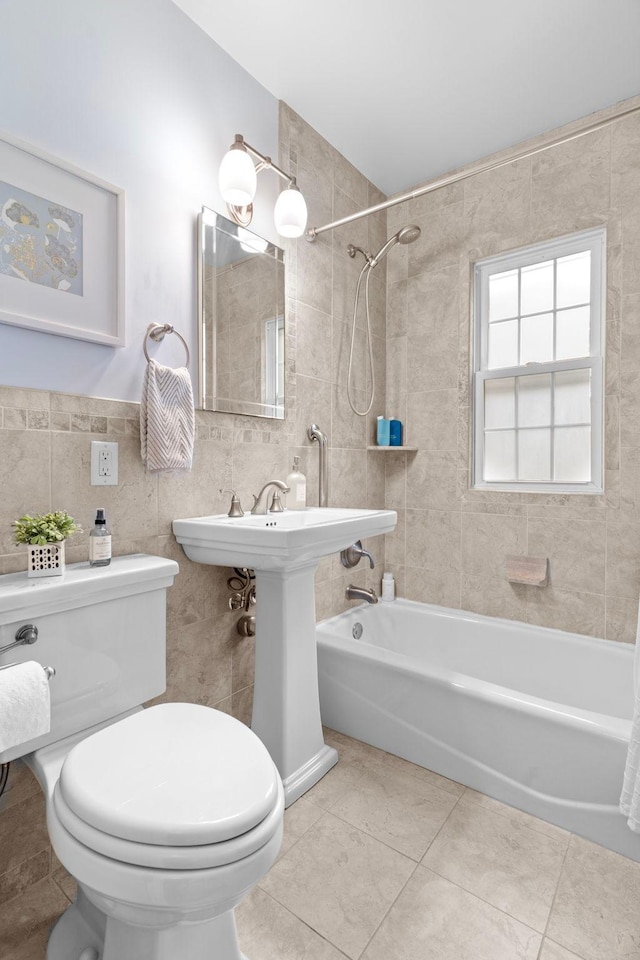 1921 James Ave, Saint Paul, MN 55105 - full bath with washtub / shower combination, tile walls, and tile patterned flooring
