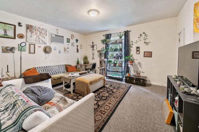 893 Jenks Ave, Saint Paul, MN 55106 - living area with an AC wall unit and carpet floors