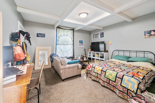 893 Jenks Ave, Saint Paul, MN 55106 - bedroom with carpet floors, coffered ceiling, and beamed ceiling