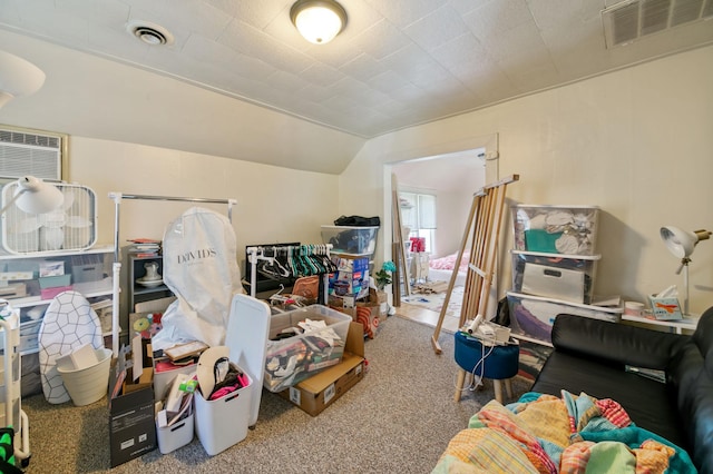 893 Jenks Ave, Saint Paul, MN 55106 - additional living space with carpet, vaulted ceiling, and a wall mounted AC