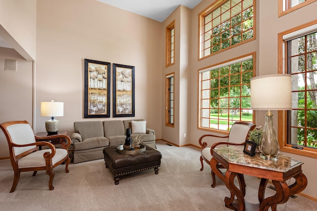 842 Vista Cir, Delano, MN 55328 - carpeted living area featuring healthy amount of natural light and a high ceiling