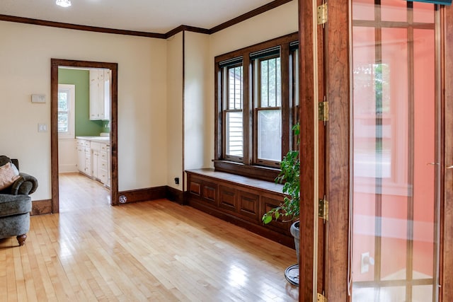 914 9th Ave N, Saint Cloud, MN 56303 - foyer featuring light wood-type flooring and ornamental molding