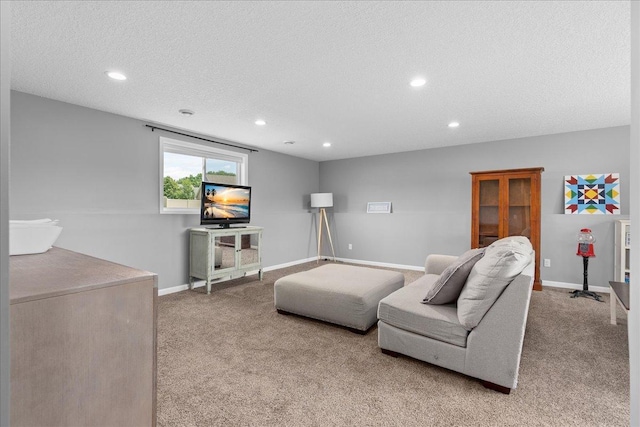 1272 Pheasant Run, New Richmond, WI 54017 - living area featuring carpet flooring, recessed lighting, and a textured ceiling