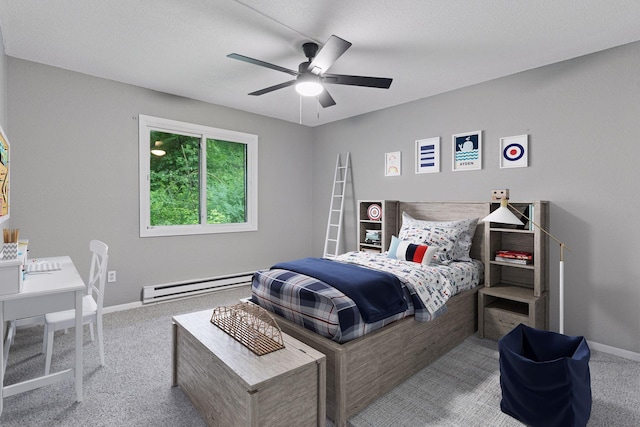 1573 Cohansey St Unit 205, Saint Paul, MN 55117 - bedroom with a baseboard heating unit, carpet floors, and a ceiling fan