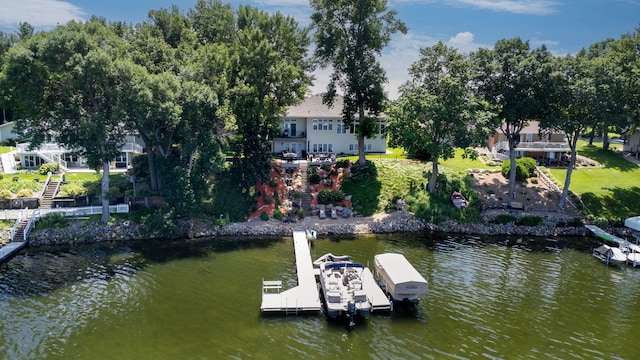 70348 219th St, Dassel, MN 55325 - dock area featuring stairs and a deck with water view