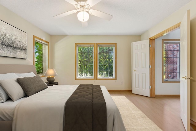 1900 Hunter Hill Rd, Hudson, WI 54016 - bedroom with light wood-type flooring, ceiling fan, and a textured ceiling