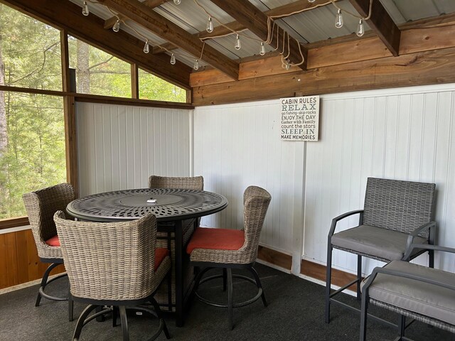 6274 Azalea Rd, Motley Twp, MN 56466 - dining space with wooden walls