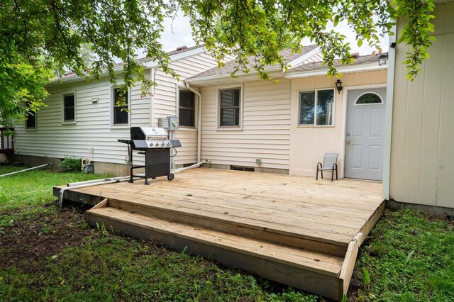 111 4th St N, Grove City, MN 56243 - wooden terrace with area for grilling