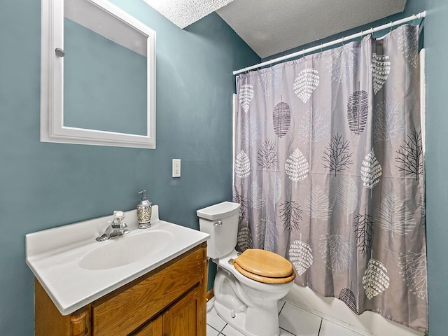6735 378th St, North Branch, MN 55056 - full bathroom with vanity, a textured ceiling, and tile patterned floors