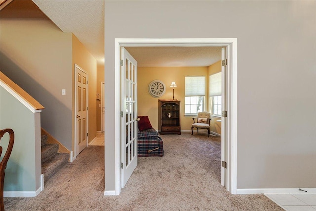 16901 90th Ct N, Maple Grove, MN 55311 - corridor with carpet, stairs, and french doors