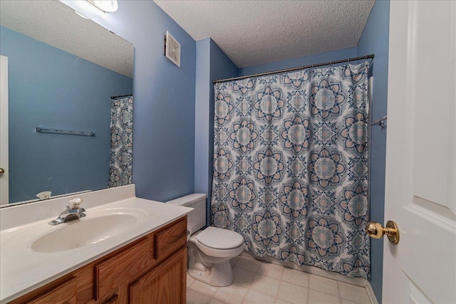 16901 90th Ct N, Maple Grove, MN 55311 - bathroom with a textured ceiling, vanity, and curtained shower