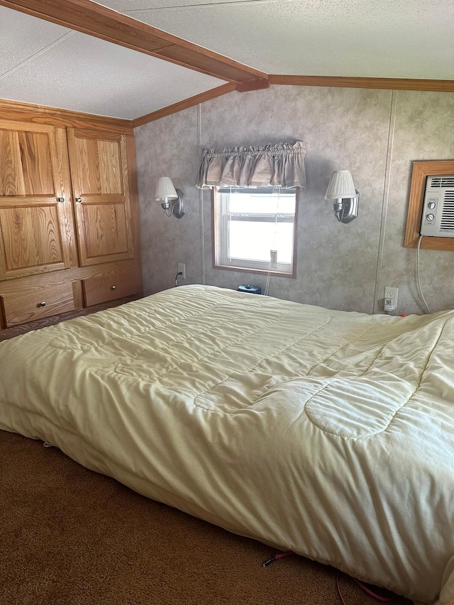25663 Circle Dr, Garrison, MN 56401 - bedroom featuring crown molding and a wall mounted AC