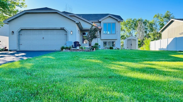 2513 Crestmount Ln, Burnsville, MN 55306 - tri-level home featuring a shed, a garage, and asphalt driveway