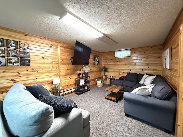 112 Orchard Cir, Montevideo, MN 56265 - carpeted living area with a textured ceiling and wooden walls