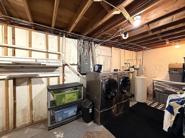 112 Orchard Cir, Montevideo, MN 56265 - unfinished below grade area with washing machine and clothes dryer, electric panel, and a water softener system