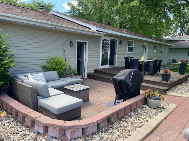 112 Orchard Cir, Montevideo, MN 56265 - view of patio / terrace with an outdoor living space, a deck, a grill, and outdoor dining area