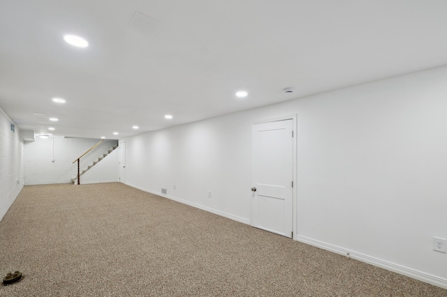 4337 Colorado Ave N, Crystal, MN 55422 - finished basement featuring recessed lighting, carpet floors, and stairway