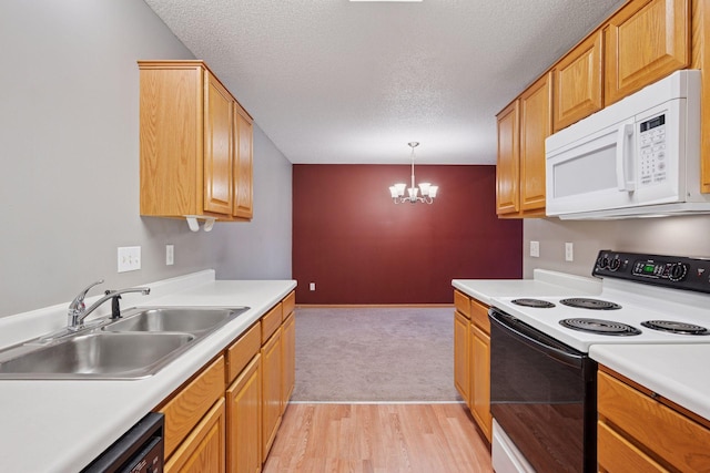 14220 Xenon St NW Unit 6Nw, Ramsey, MN 55303 - kitchen with white microwave, electric range, dishwashing machine, light countertops, and a textured ceiling