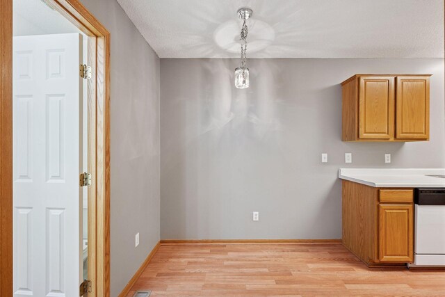 14220 Xenon St NW Unit 6Nw, Ramsey, MN 55303 - kitchen with dishwasher, light countertops, light wood finished floors, and hanging light fixtures