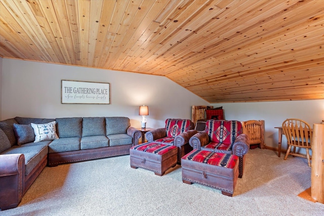 34792 Shore Ln, Crosslake, MN 56442 - carpeted living area featuring wooden ceiling and vaulted ceiling