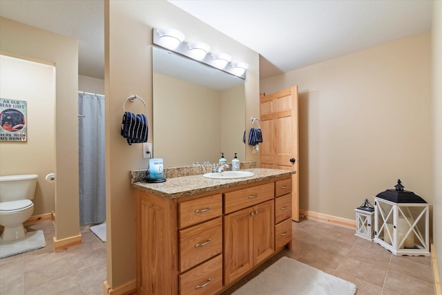 34792 Shore Ln, Crosslake, MN 56442 - full bathroom with tile patterned floors, vanity, and a shower with shower curtain