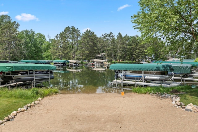 34792 Shore Ln, Crosslake, MN 56442 - dock area featuring a water view and boat lift