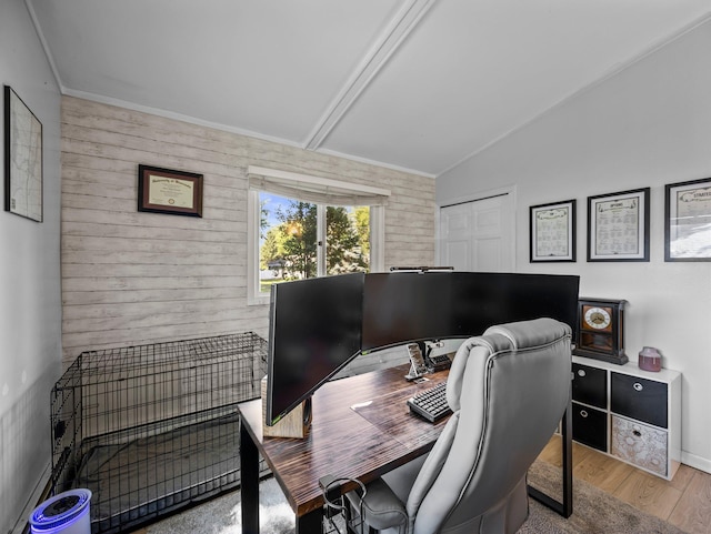 832 10th Ave SE, Forest Lake, MN 55025 - office area featuring vaulted ceiling and wood finished floors